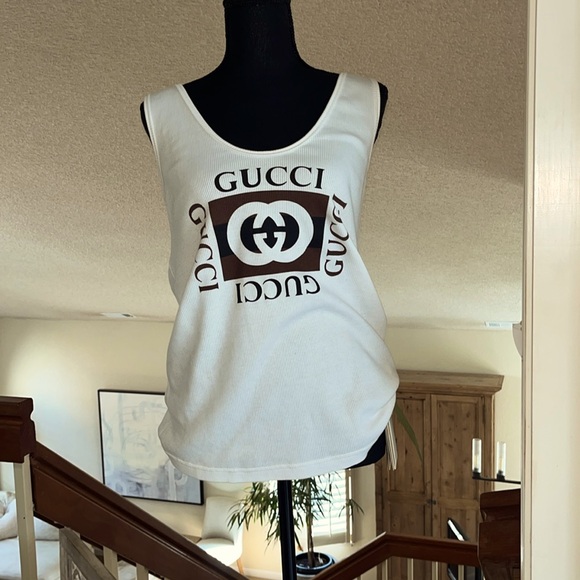 Gucci cotton Logo Tank Top NWT - Picture 2 of 11